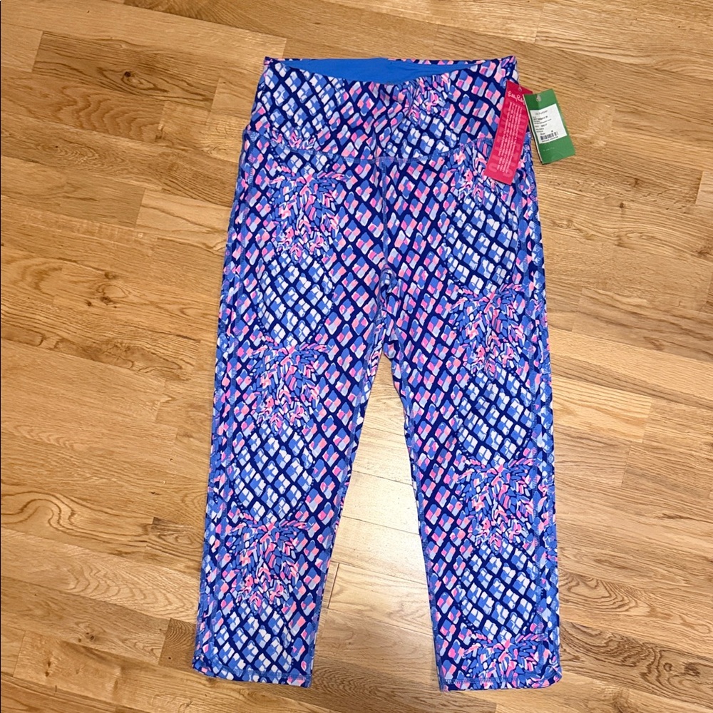 Lilly Pulitzer Blue and Pink Leggings Size Medium